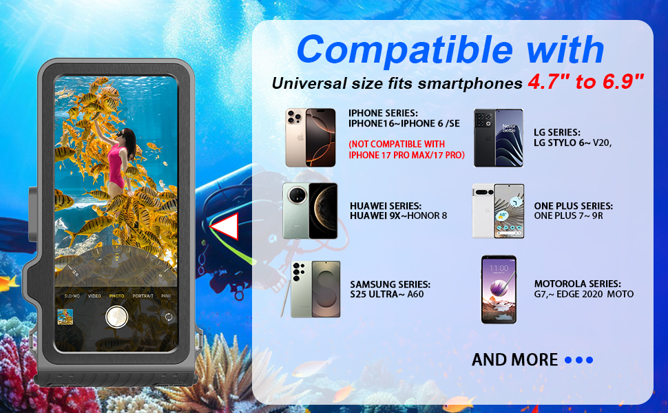 It is widely compatible with smartphones on the market whose size is not larger than 6.9 inches.