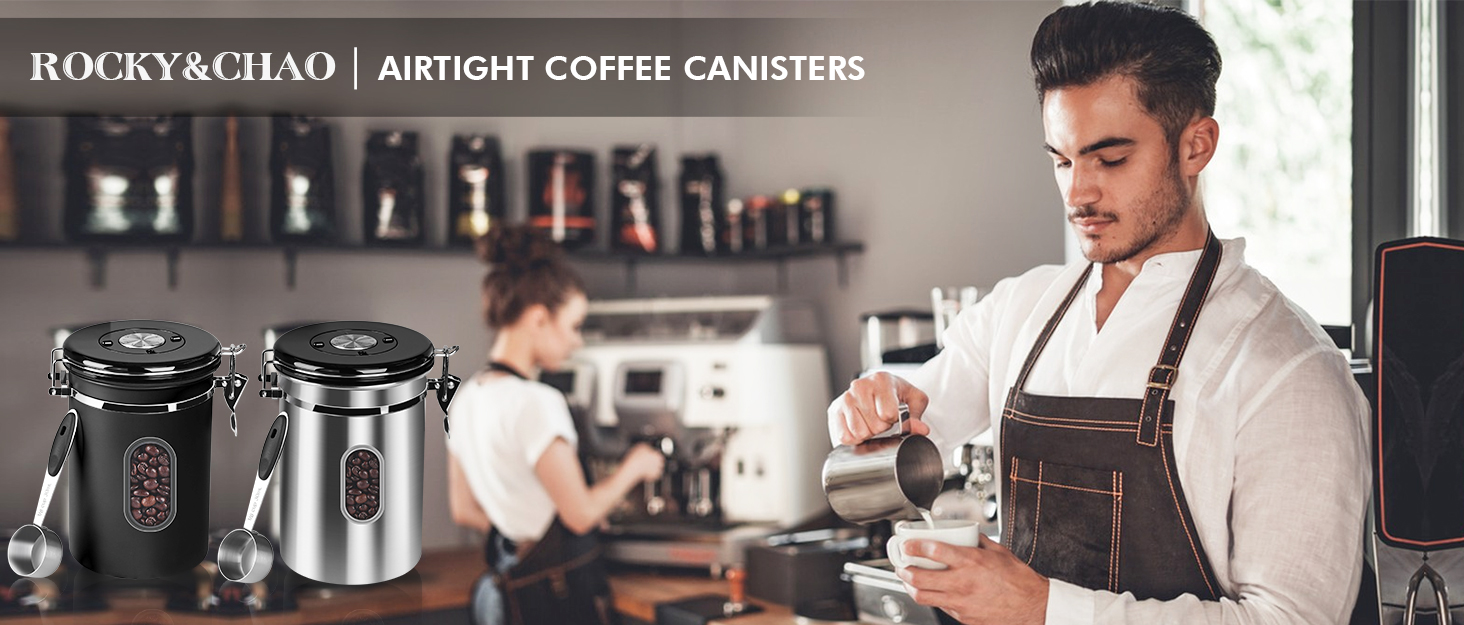 2800ML Airtight Coffee Canister with Date Tracker and Transparent Window, 35OZ Coffe Beans Storage with 30ML Measure Spoon&4 co2 Valve, Coffee Container for Grounds Coffee, Beans, Tea, Sugar, Flour 11 ground coffee canister