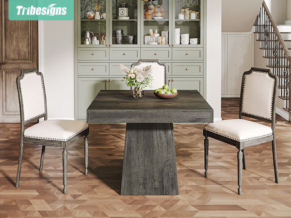 Tribesigns Grey Square Dining Table for 4, Small Kitchen