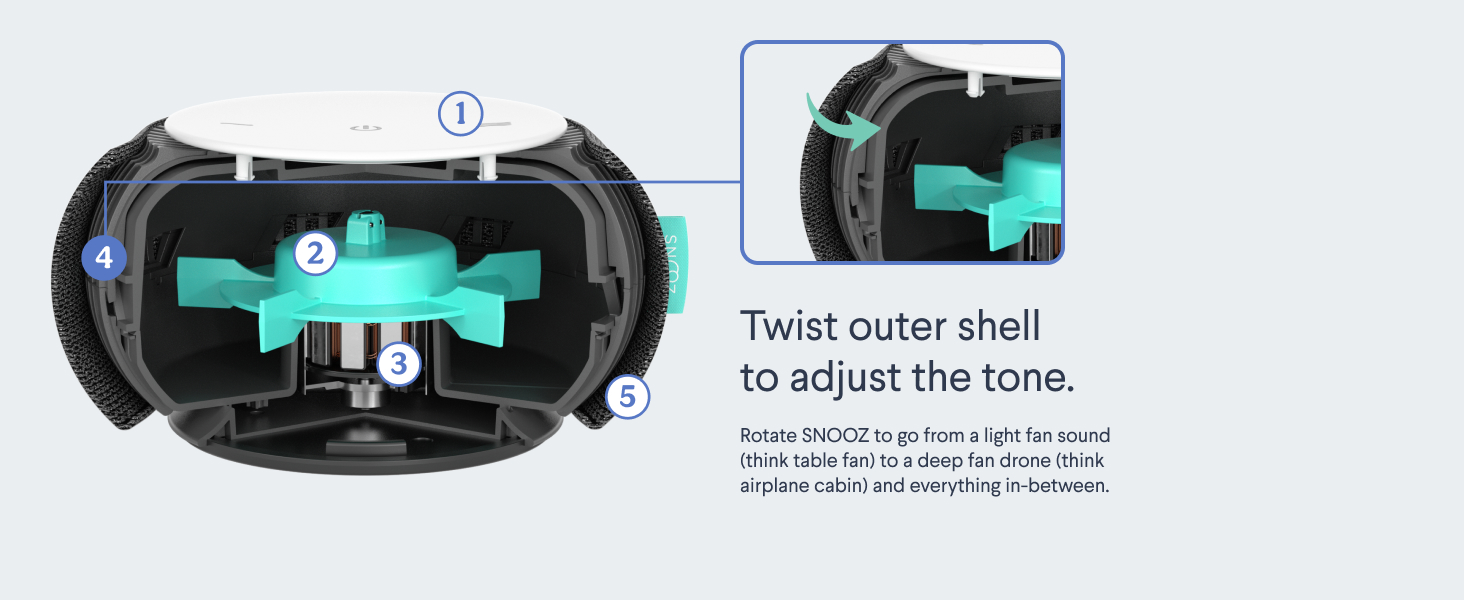 Twist outer shell to adjust the tone