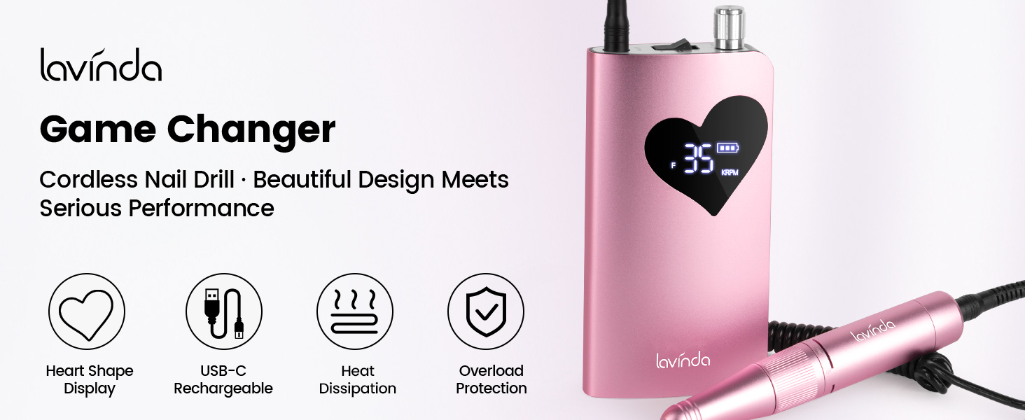 lavinda nail drill with heart shape display