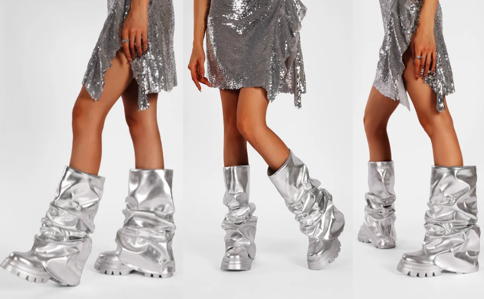 Amazon.com | sexytag Women's Slouchy Metallic Platform