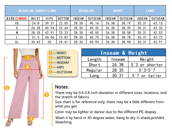 FUNYYZO Women's Wide Leg Pants High Elastic Waisted in The Back Business Work Trousers Long 
