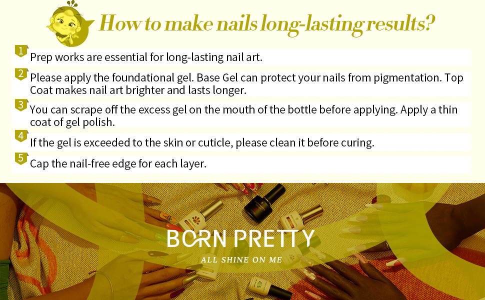 BORN PRETTY Yellow Gel Nail Polish Soak Off UV LED Nail Lamp Gel Polish