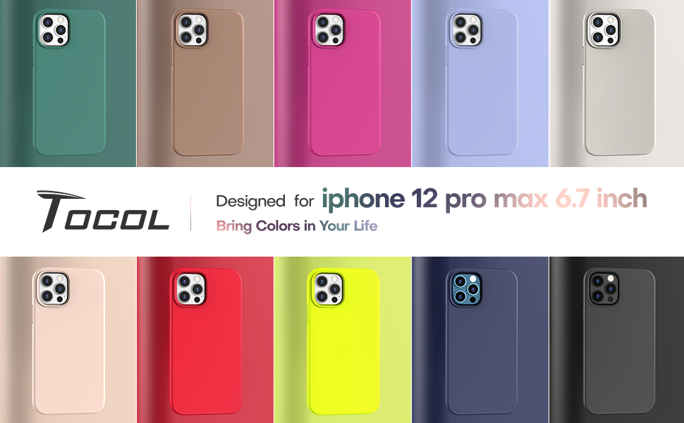 TOCOL [5 in 1] for iPhone 12 Pro Max Case, with 2 Pack Screen Protector
