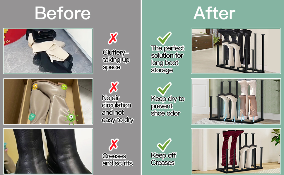 LUBORN Boot Rack Free Standing Shoe Racks for Tall Boots