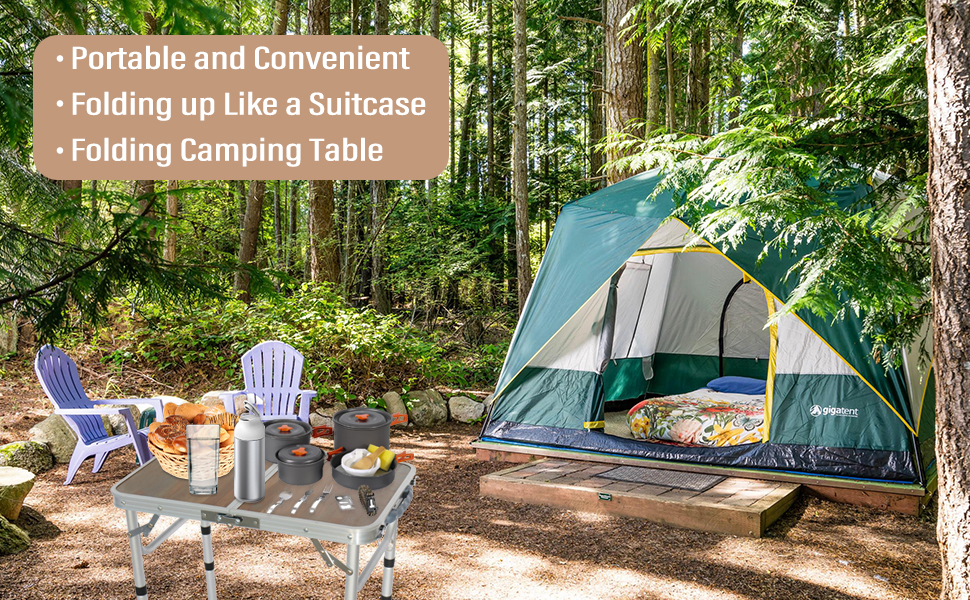 Finderomend Portable Folding Table, 3 Adjustable Height Foldable