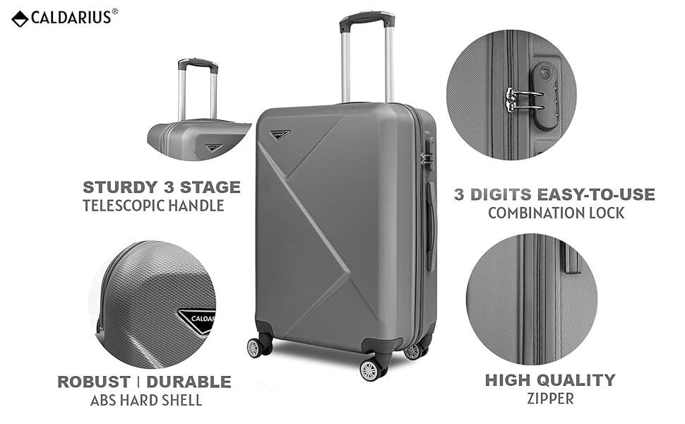 CALDARIUS Suitcase Set Lightweight, Hard Shell, 4 Dual Spinner Wheels