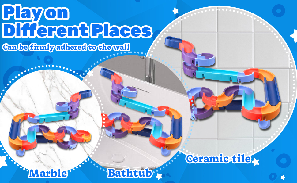 Vibbang Bath Toys for Toddlers, Baby Bath Toys Water Slide With Wind-Up Duck, Water Track Bathtub Toys, Interactive Ferris Wheel Bath Toys, Bath Duck Slide Toy, DIY Educational Watermill Toy (48 Pcs) 24 Baby Bath Toys Water Slide