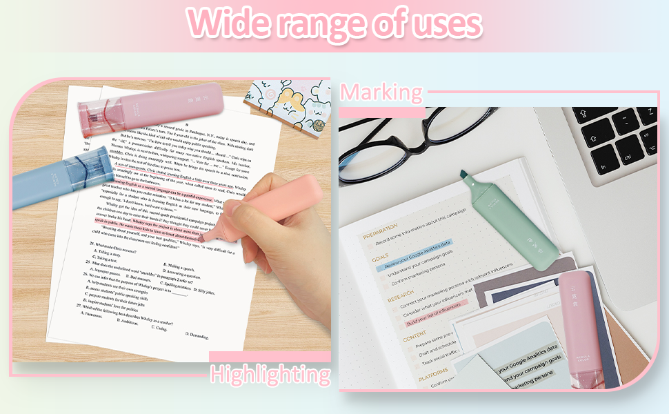 Use scenarios for glitter highlighters