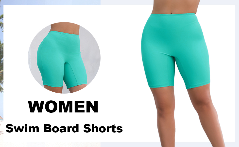 JOYBIK Women's High Waisted Swim Board Shorts with Full