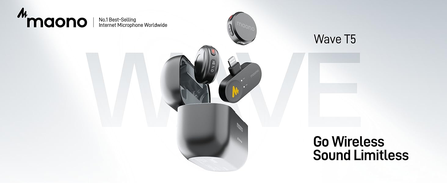 Wireless Lavalier Microphone, 48khz 24bit Voice Filter Noise Cancellation for Video Recording