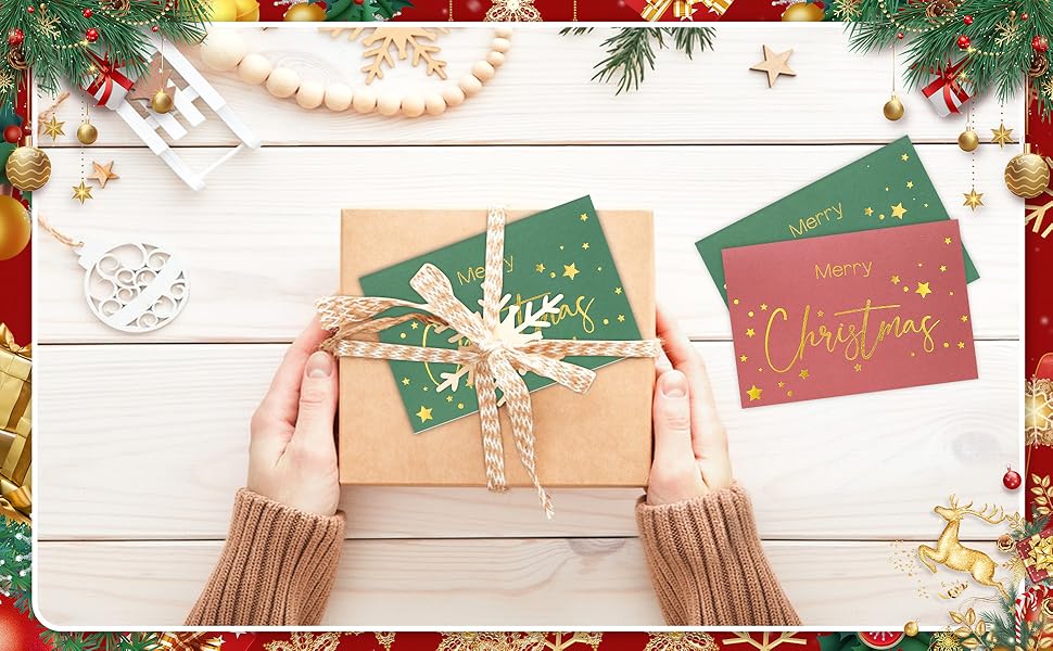 30 Pack Gold Foil Merry Christmas with Envelopes 4x6