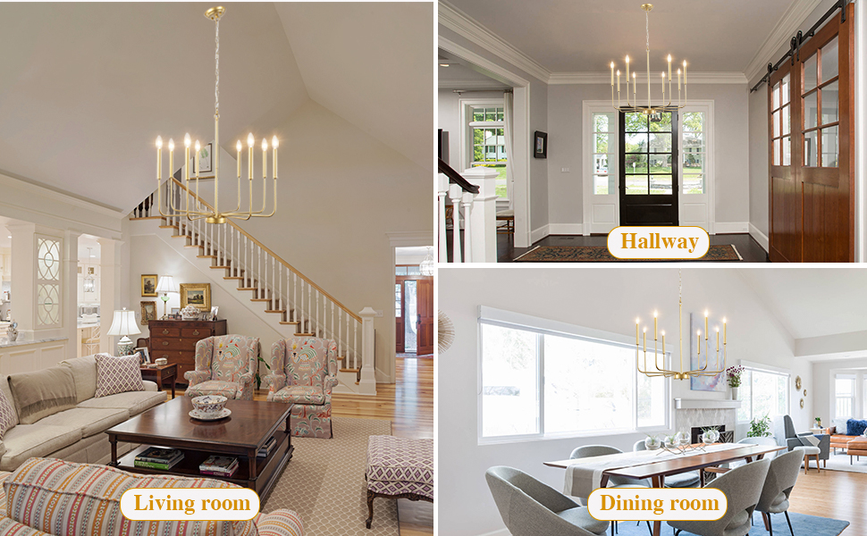 LASENCHOO Gold Farmhouse Chandeliers Ceiling Lights 8 Lights Modern