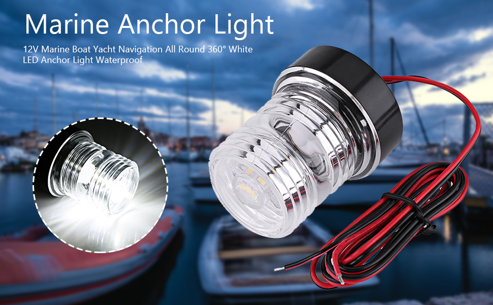 Keenso Boat Anchor Light, 12V 360° Waterproof Marine Boat Yacht