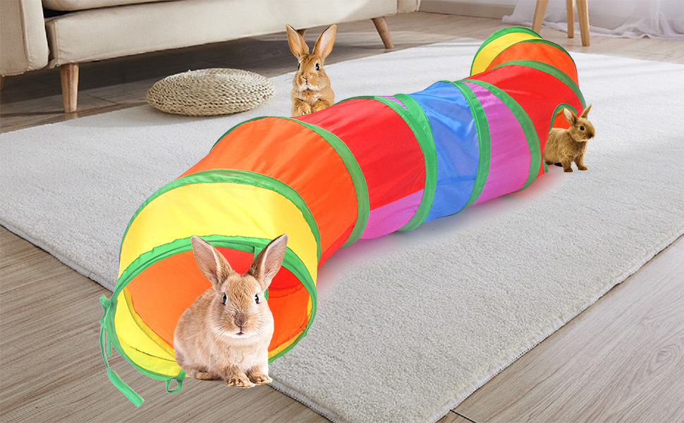 GNB PET Bunny Tunnels & Tubes Collapsible S shape Bunny Hideout Rabbit