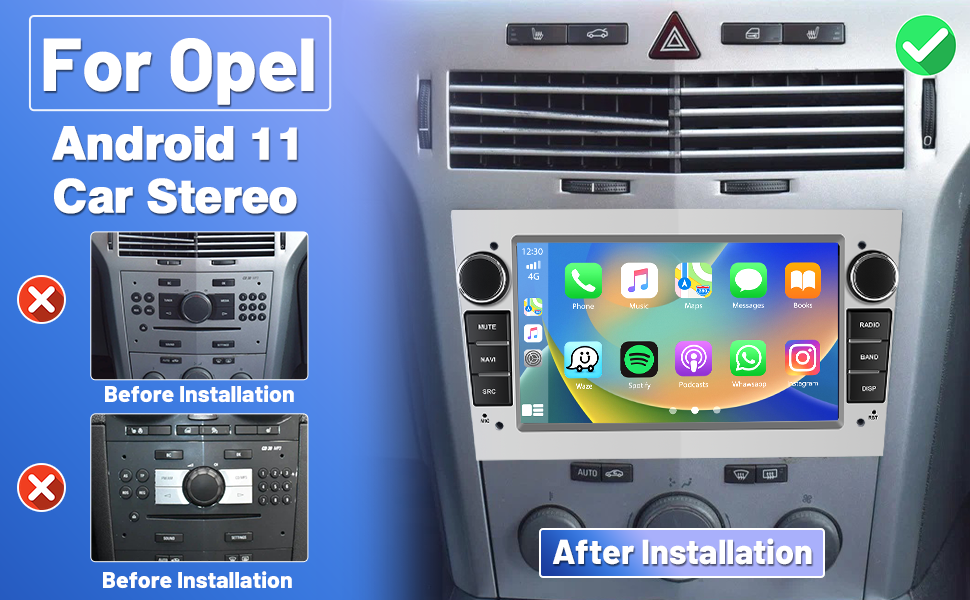 Hikity Wireless Apple Carplay Autoradio pour Opel Astra Antara Vectra Corsa Android 11 Car