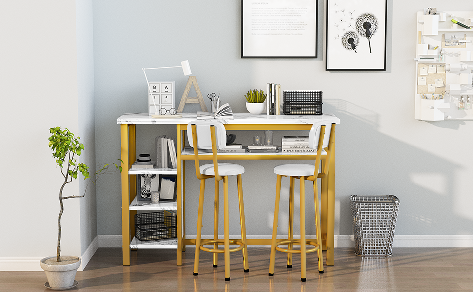 Lamerge Furniture Kitchen Bar Height Table and Chairs for 2