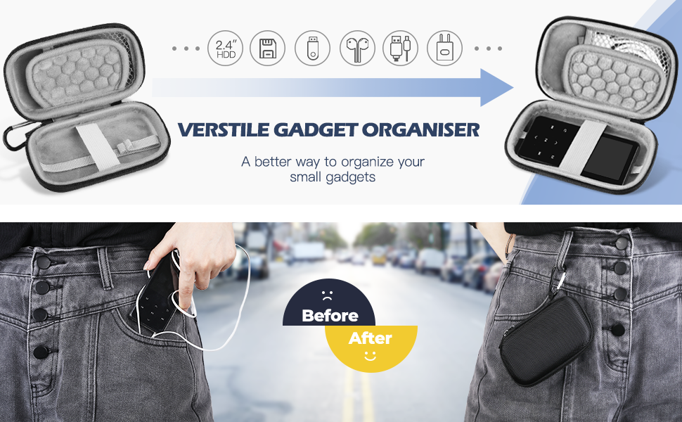 AGPTEK MP3 Player Case, Portable Music Player Case with Metal Carabiner