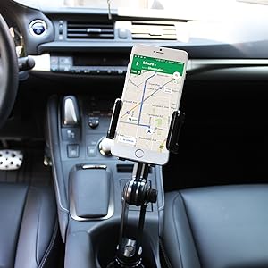 expanding arm cell phone cup holder phone adjustable height universal tablet mount stand cradle 