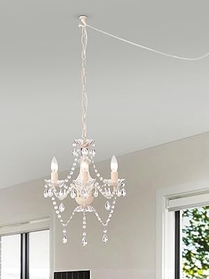white plug in chandelier