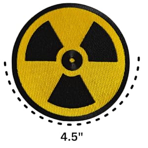  Dimensions of the Radioactive Symbol embroidered patch, showing a 4.5-inch circular design.
