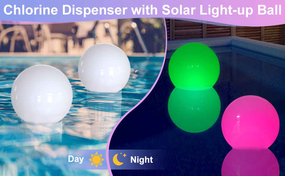 Chsuiwe Pool Chlorine Floater with Solar Ball Light