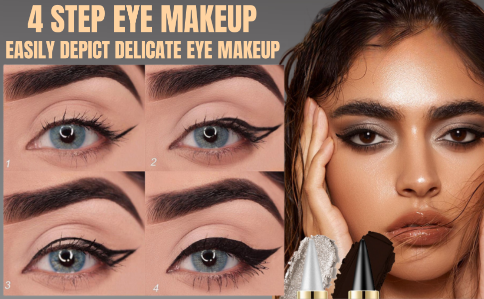 Black Gel Eyeliner Pencils Eye Black Face Paint Stick Lipstick Makeup Set Waterproof Smudge Proof