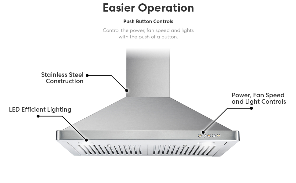 Cosmo 63175 Wall Mount Range Hood, 30 inch, Stainless Steel