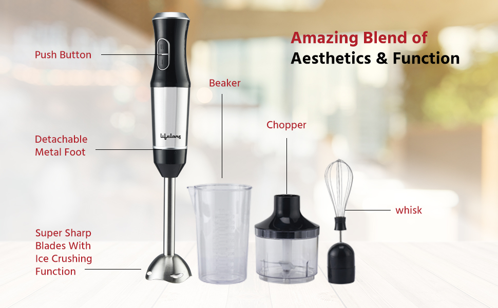 Lifelong LLHBZ05 Infinia Plus 400W Hand Blender Machine with Whisker
