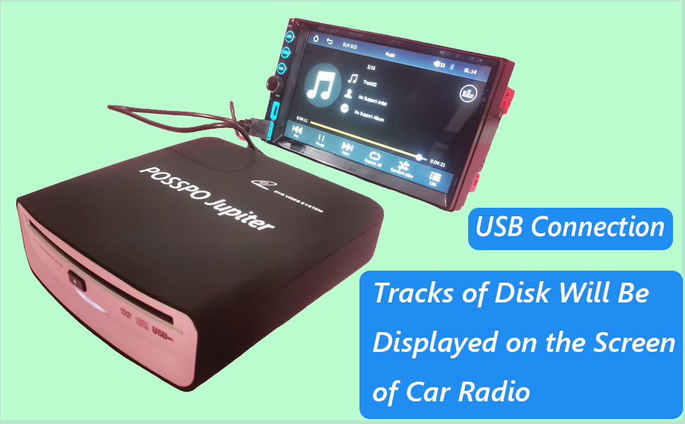 POSSPO Jupiter CD DVD Player for Car with USB Port AUX Port