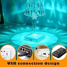 Cordless Table Lamp Rechargeable Battery Lamp Color Modes Dimmable Touch Crystal Bedroom Outdoor