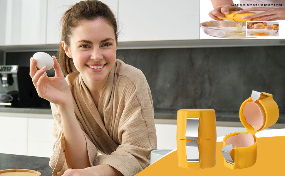 Abridor de casca de ovo 3 em 1 - Cracker e separador de ovos, utensílio de cozinha para cozinhar e acampar (laranja, rosa, amarelo) | Amazon.com.br