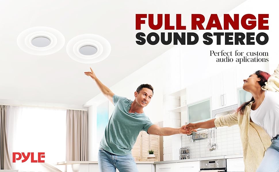 6.5” Ceiling Speaker Set;2-Way Full Range Speaker;Ceiling;Speaker;Stereo;Pyle
