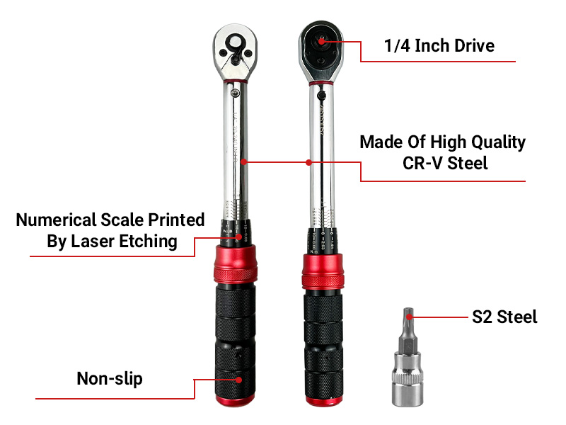 Torque Screwdriver TEKTON 2432 1/4-Inch Drive Click , 20-200