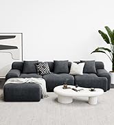 LIKIMIO 118" Modern L-Shaped Modular Sectional Sofa for Living Room, Corduroy Upholstery Dark Gre...