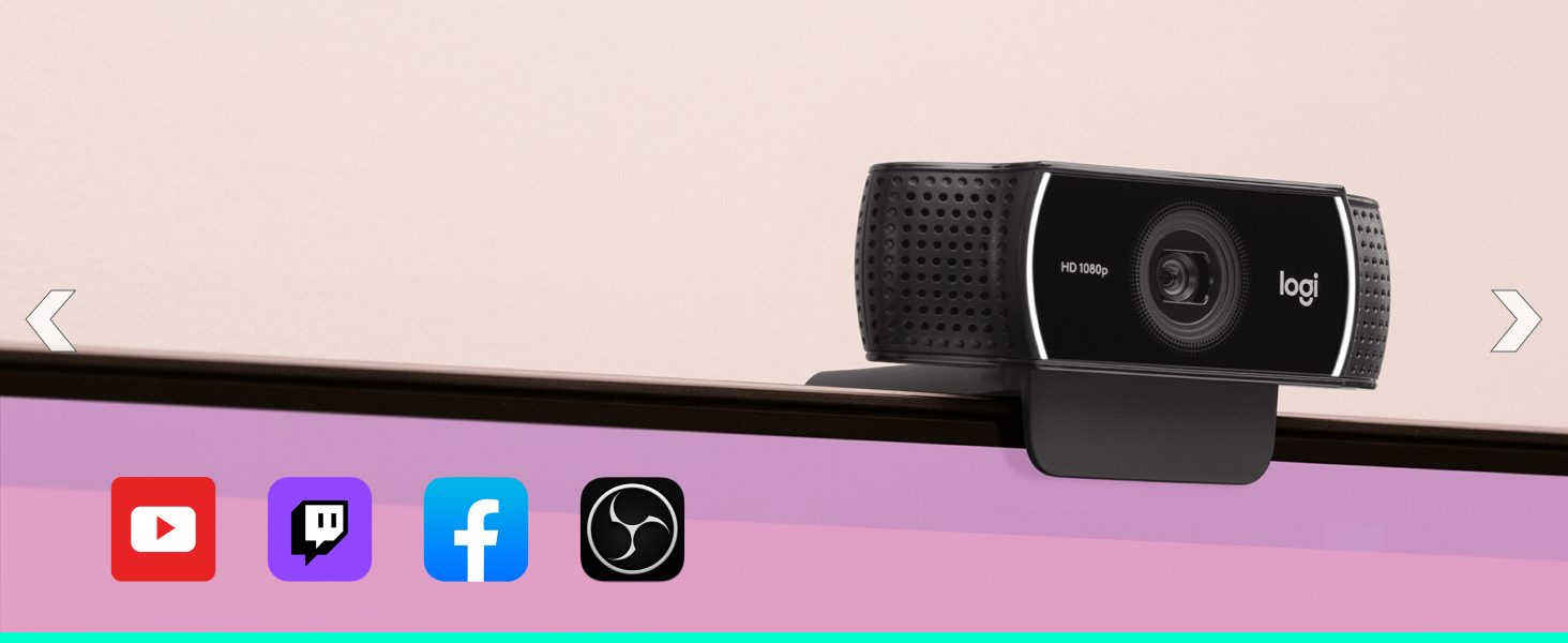 Logitech C922 Pro Stream Webcam, 1080P Full HD, for streaming, recording and video calling 