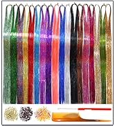 HandWig Tinsel Hair Tools Kit 18 Colors Fairy Hair Strands for Girls Kids for Cosplay Party Gift(...