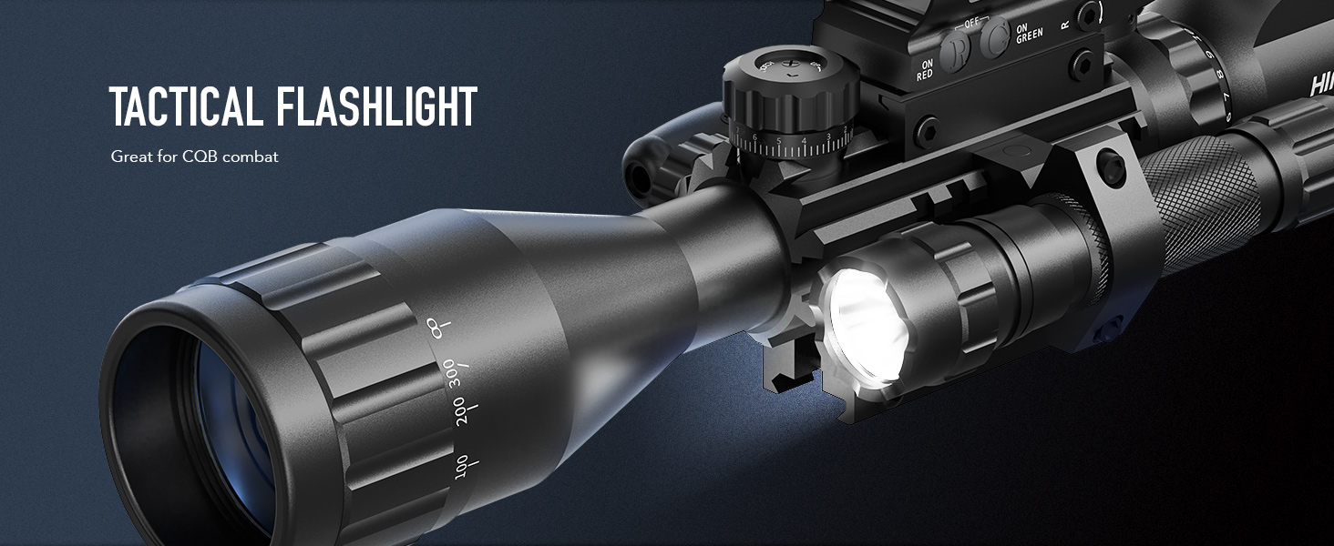 HIRAM 416x50 AO Rifle Scope Combo with Green Laser