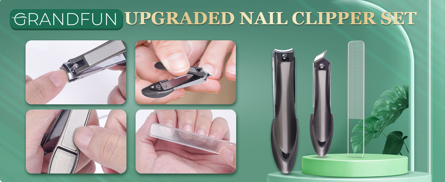 Nail Clippers Professional Manicure Set Pedicure Kit No Splash Toenail Cutter with Catcher