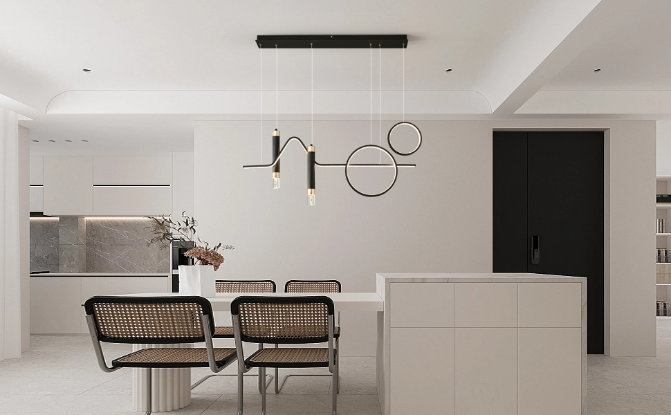 Eoodis LED Hanglamp - Dimbaar Met Afstandsbediening, 40W, 3150 Lumen, Zwart, Voor Eettafel/woonkamer