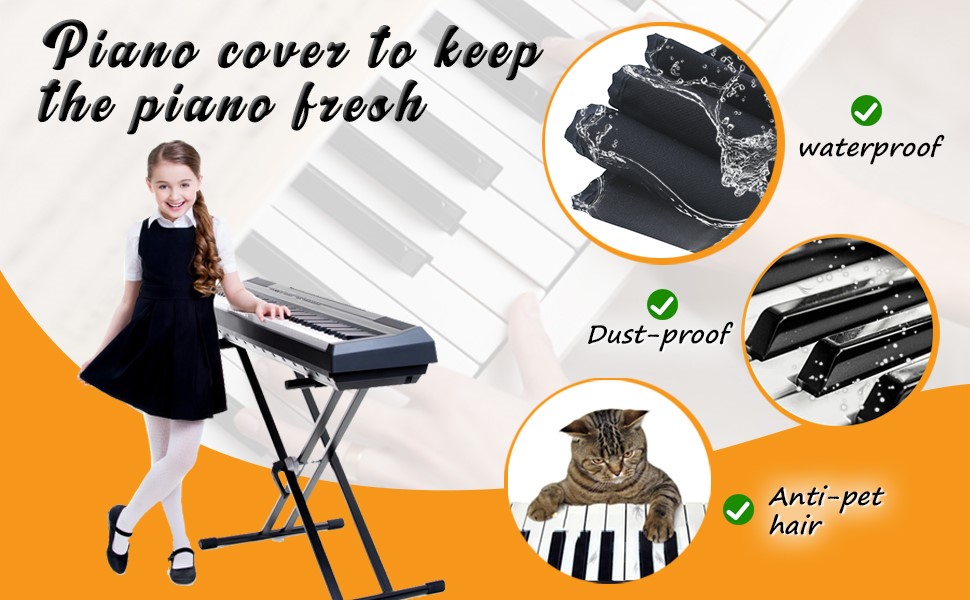 iKiKin Piano Keyboard Cover, Schwarz Flexible Tastatur Klavier