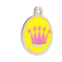 design round crown yellow pet id tag