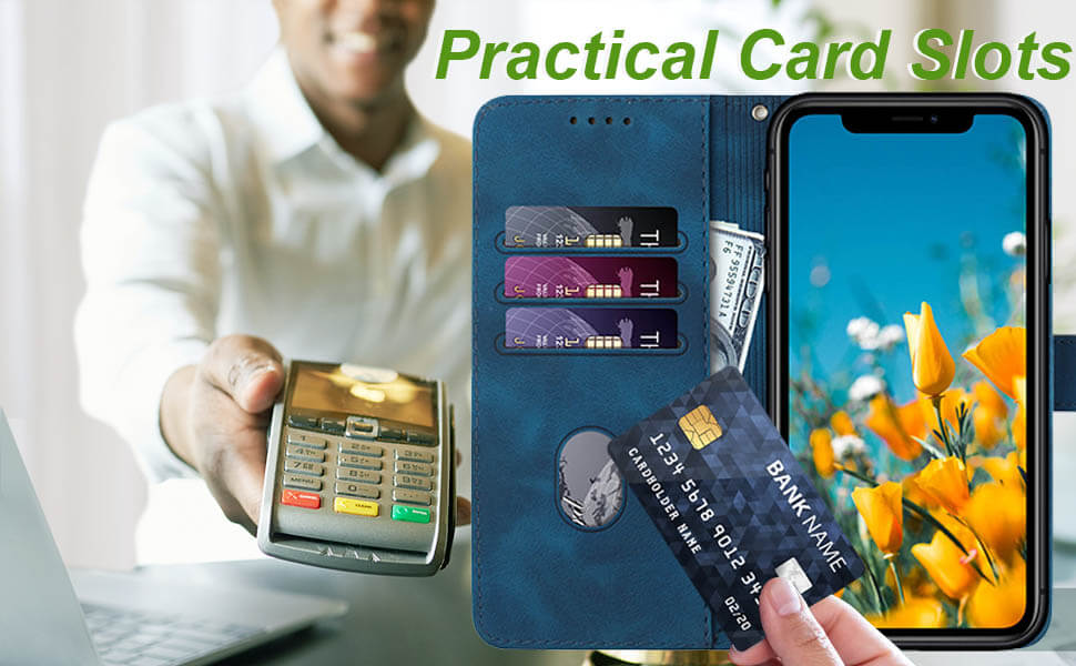 JHWVVTF for iPhone XR Wallet Case,Card Holder Leather Kick