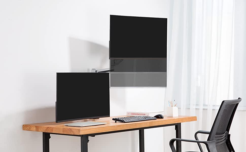 AVLT Dual 13"32" Stacked Monitor Arm Desk Mount fits Two Flat/Curved