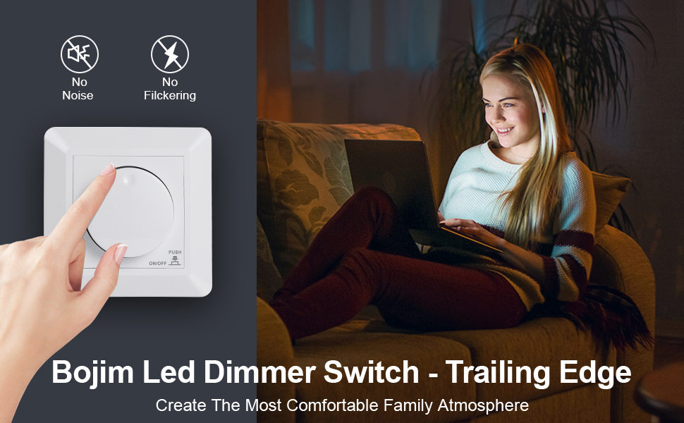 Bojim Variateur de Lumiere Led, Interrupteur Variateur pour Dimmable LED et Halogène 5300W
