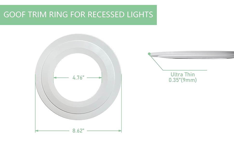 Soliseed Goof Ring for 5/6 Inch Recessed Downlight, White Can Light Goof Trim Ring,Outer