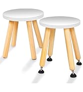 Cateam Wooden Step Stool for Kids and Toddlers - Set of 2 - White - Extendable Legs Kids Chair - ...