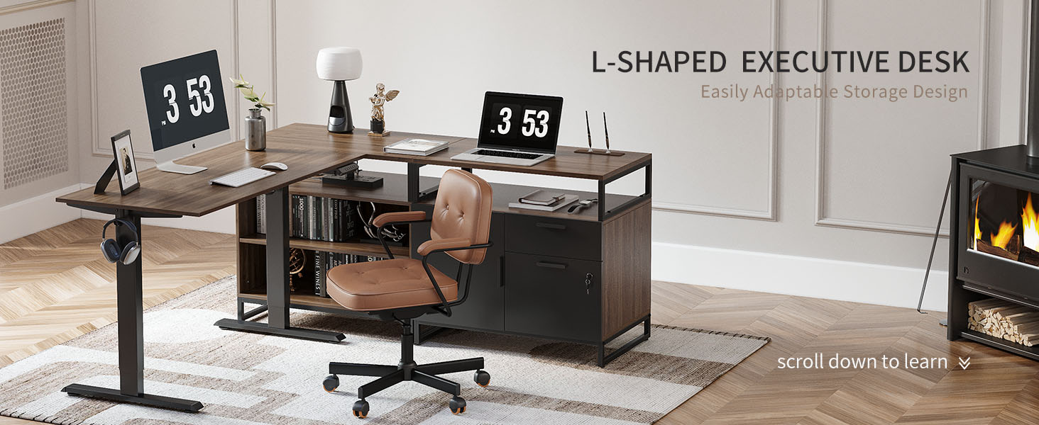 L shaped standing office desk