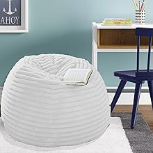 Mollismoons White Fur Striped Bean bag Luxury